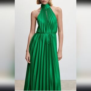 Pleated halter neck dress